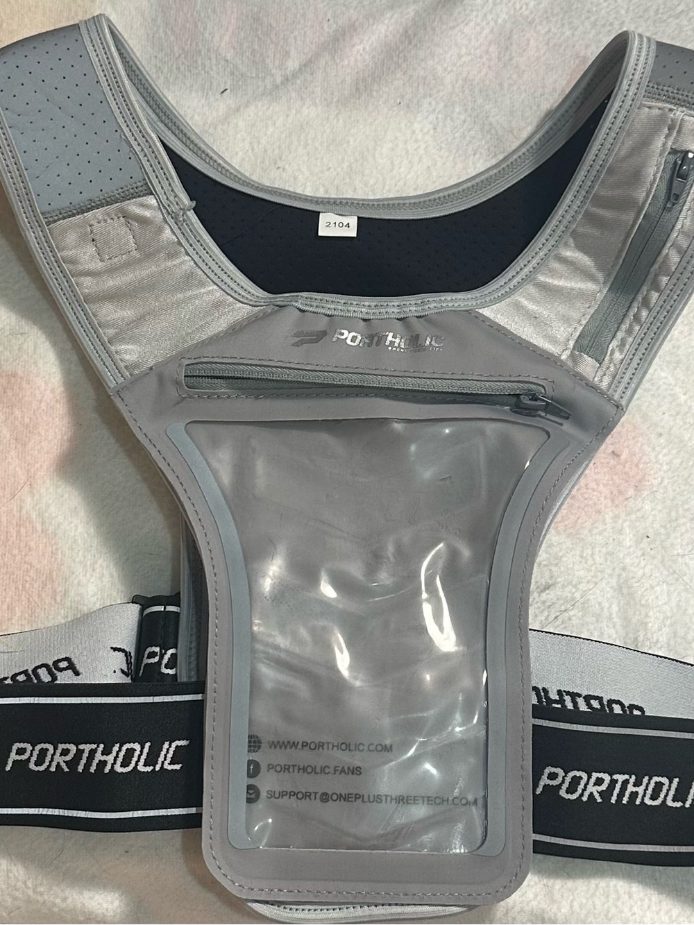 PORTHOLIC R1 Reflective Running Vest Phone Holder Grey